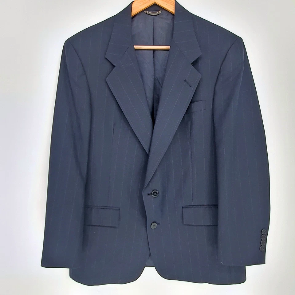 Blazer Traje De Colección Christian Dior Monsieur Para Hombres Azul Marino A Rayas Dos Piezas Talla Años 40 Foto 2 de 4