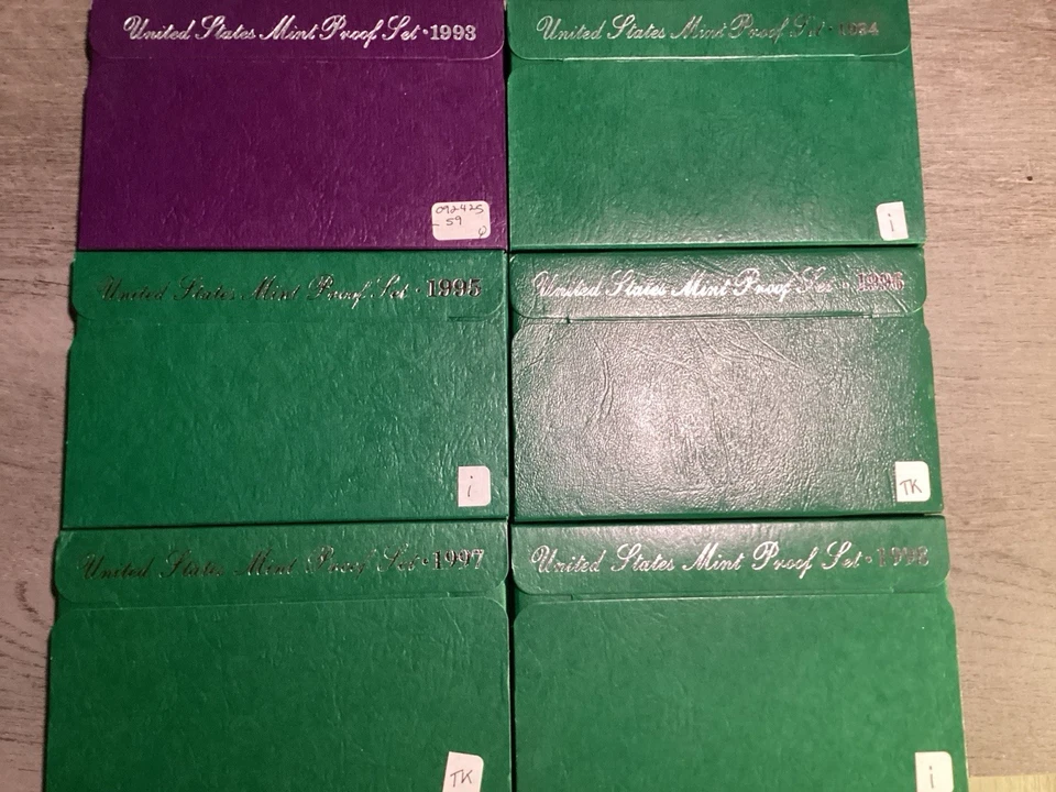 1993-1998US Mint Proof Coin Sets all Original Packaging (9 sets) 092425 59ek - Image 2 of 4