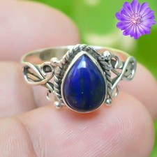 Lapis Lazuli Gemstone 925 Sterling Silver Ring Handmade Jewelry Gift Valentine