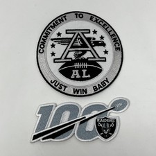 Las Vegas Raiders Al Davis Just Win Baby & NFL 100th Anniversary Patch Set 2pc