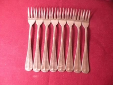 Set Of 8 Leonard Old Rockport Stainless Steel Cocktail Seafood Forks 5 1/2"