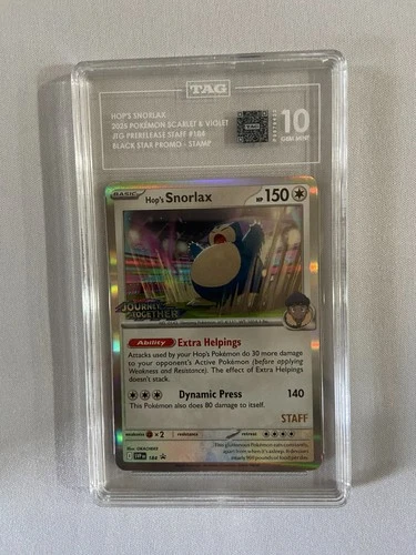 Pokemon Journey Together STAFF Black Star Promo Hop's Snorlax #184 TAG 10 #9432