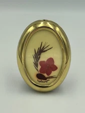 Vintage Flowers Of Ireland Miniature Dried Flower Framed Hydrangea 2.5” Oval