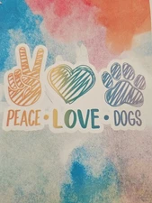 Notepad, PEACE LOVE DOGS 50 sheets New by Crown Jewlz print Paws on both sides