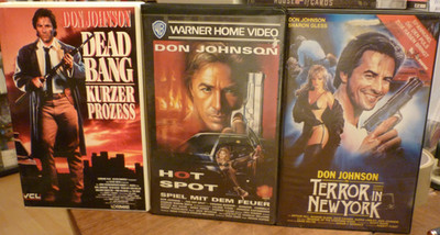 3 x DON JOHNSON :  Terror in New York + HOT SPOT + DEAD BANG ,  VHS    FSK 16