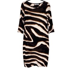 Chicos Travelers Size 1 Animal Print Midi Dress Slinky Stretchy Women’s 8-10 Med