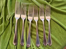Set of 6 Vintage Silver Dinner Forks by Walker and Hall #27