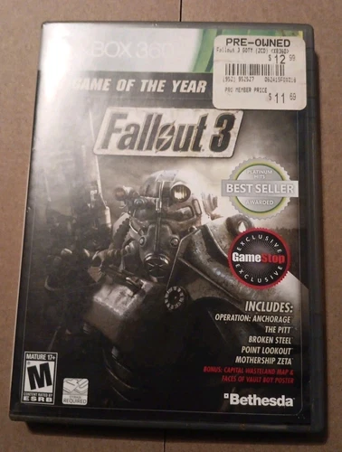 Fallout 3 GOTY (Microsoft Xbox 360 2009) Platinum Hits GameStop Exclusive No Map