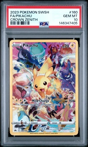 2023 POKEMON SWORD & SHIELD CROWN ZENITH #160 FULL ART/PIKACHU PSA 10