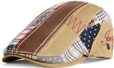 Mens Flat Cap Gatsby Ivy Tweed Flat Cap Vintage Style Adjustable Newsboy Hats I