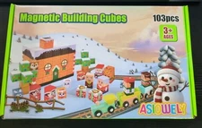 Magnetic Building Cubes 103pcs Christmas Village And Train Kids Building Toy