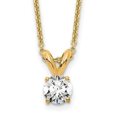 14k Gelbgold 1/4 kt Rundschliff Labor gezüchtet Diamant Solitär Anhänger Halskette 18''