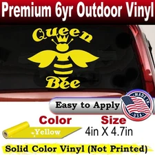 Queen Bee Honey Bee Big Font Car Truck Window Decal Sticker Yellow 4X4.7