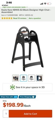 Koala Kare KB105-01 29 1/2'' Stackable High Chair w/ Waist Strap, Red