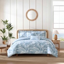 Tommy Bahama Palm Serenity Reversible 5-Piece Full Queen Comforter Set Blue New