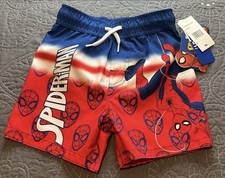 Marvel Spider-Man Boys Swim Trunks Size 2/2T UPF 50+ Quick Dry Red Blue