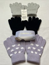 Madden Girl 3 Pack Of Kids Gloves One Size Black Purple Grey