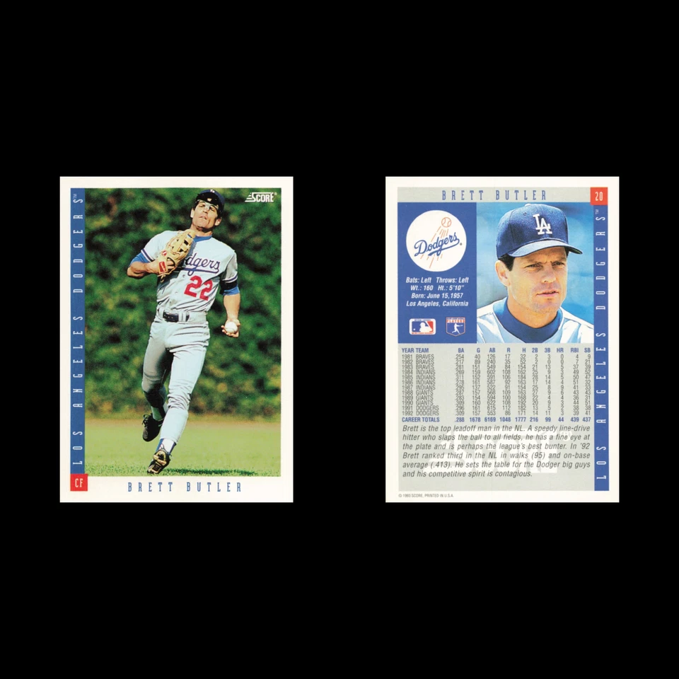 Brett Butler #20 1993 Score Los Angeles Dodgers Baseball Card MLB NM - Image 3 of 3