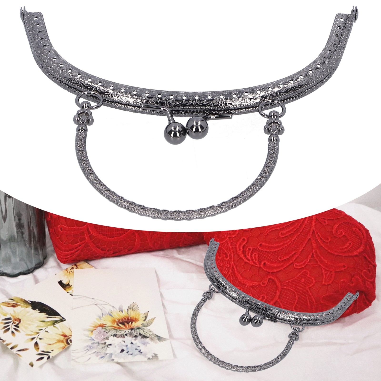 Semicircle Purse Handle Frame Metal Handbags Clasp Lock 16.5cm Bag DIY Making Su