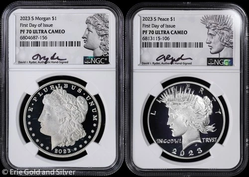 2023-S Proof Morgan & Peace Silver Dollar 2-Coin Set NGC PR 70 UC | FDOI
