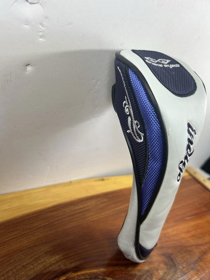 CUBIERTA DE CABEZA DE MUJER DE MADERA DE CALLE ÍNDIGO 3 OJOS DE SERPIENTE BLANCO Y AZUL Foto 3 de 4