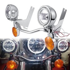 4.5" LED Fog Turn Signals Passing Lights Bar For Harley Road King FLHR 1994-2005