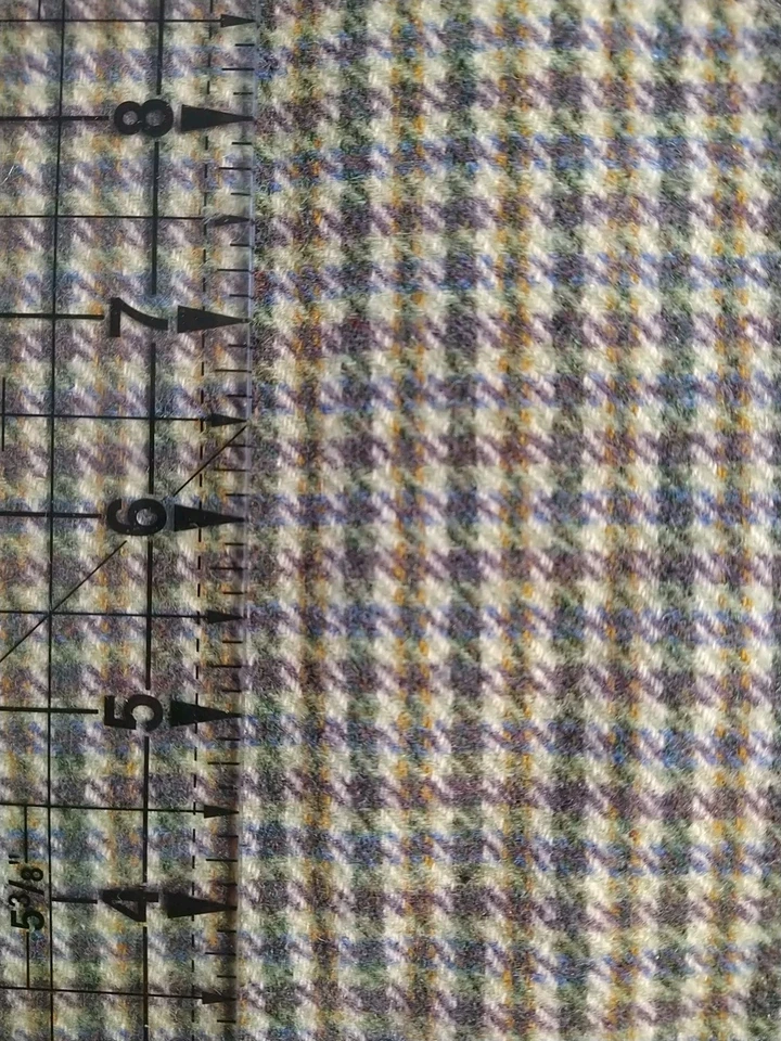 Tan/Brown Mid-weight Wool Fabric 22" Long x 51" Wide Houndstooth Plaid Holes - Image 3 of 4