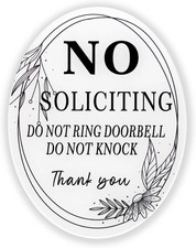 No Soliciting Sign for Front Door - 2 Pack Elegant Acrylic Do Not Knock or Ring
