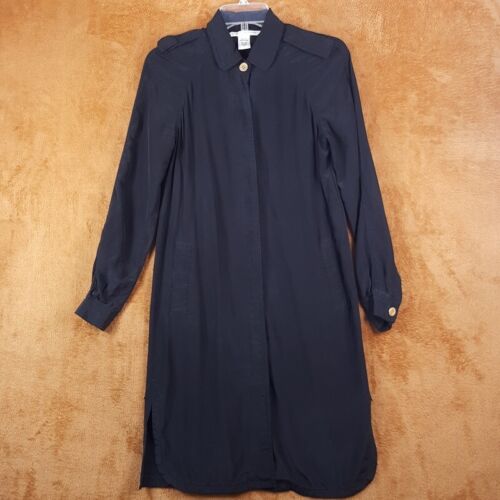 DIANE VON FURSTENBERG Shirt Dress Womens Size 4 Black Long Sleeve 100% Silk