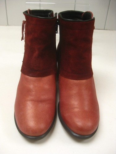 FLY LONDON BOOTS 5 red gold suede leather gaitor laces steampunk bootie mid heel - Picture 9 of 17