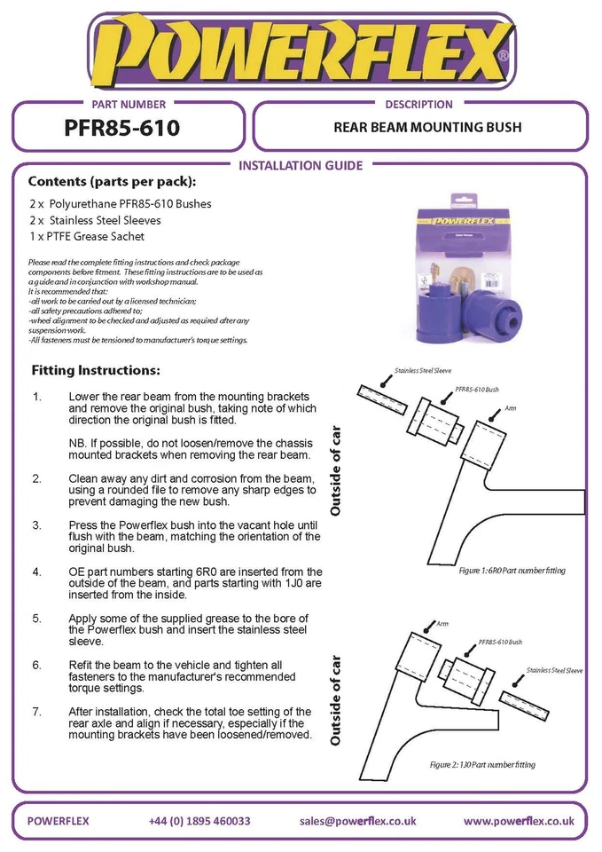 Powerflex Black RR Fascio Supporto Spazzole, 69mm per Skoda Fabia (00-07) - Immagine 3 di 4