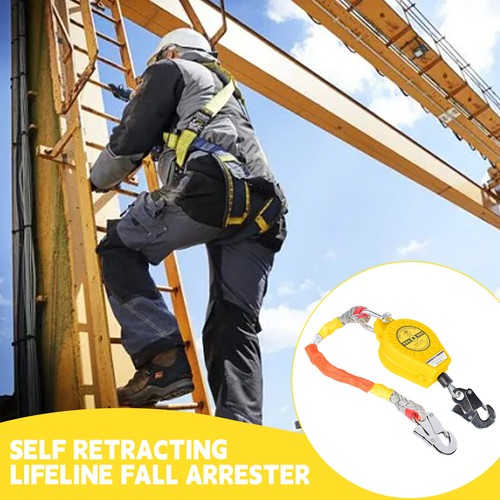 3/5m Self Retracting Lifeline Lanyard Fall Arrester Protection+Hook Rope 330lbs - Picture 5 of 14