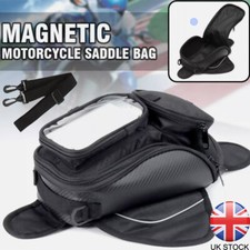 Black Motorcycle Oil Fuel Tank Bag With 4 Packet Magnetic Saddle Sack For Mobile