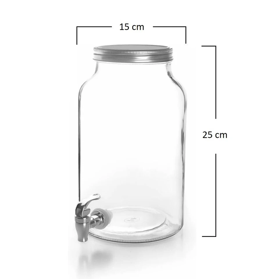 Dispenser Vetro Con Rubinetto 3,5 L Distributore Bibite Bevande Barattolo 4819C - Immagine 2 di 4