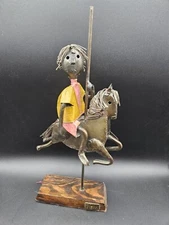 Vintage FELGUEREZ Metal Mexican Folk Art Child On a Carousel Horse Sculpture MCM