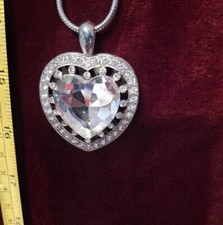 crystal heart pendant necklace silver