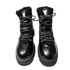 Voile Blanche Women's Tweed Shearling Lined Black Booties 8 Chunky Heel Outdoor