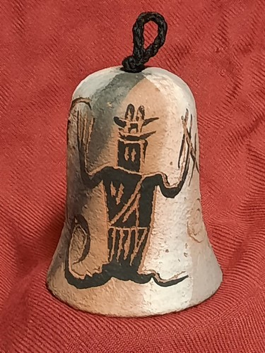 Native American Pottery Bell Hanging - Flute Player - Goat/Ram 3 1/2" high RARE - Picture 1 of 11