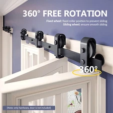 Bifold Sliding Barn Door Hardware Kit Top Mount Roller Black Flat Track Modern