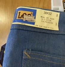 LEE Rider Denim Blue Jeans Men s Fit Fortrel NWT Vintage Made USA 38x32 Riders