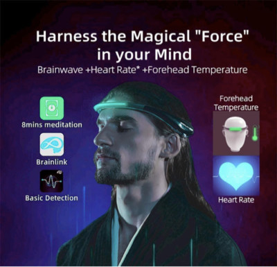 Mindcontrol Brainwave Biosensing Stirnband für Konzentrationstraining&Meditation