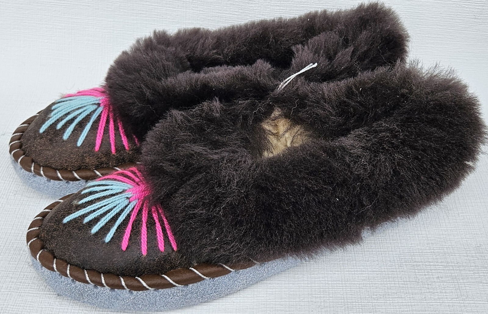 APL PELLICCIA DI AGNELLO calde PANTOFOLE taglia 42 NUOVE pelle di pecora pelle lana vergine fatte a mano (18)