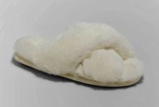 Girls' Brooklyn Slide Fuzzy Slippers Cream - Cat & Jack - SIZE S (13/1)