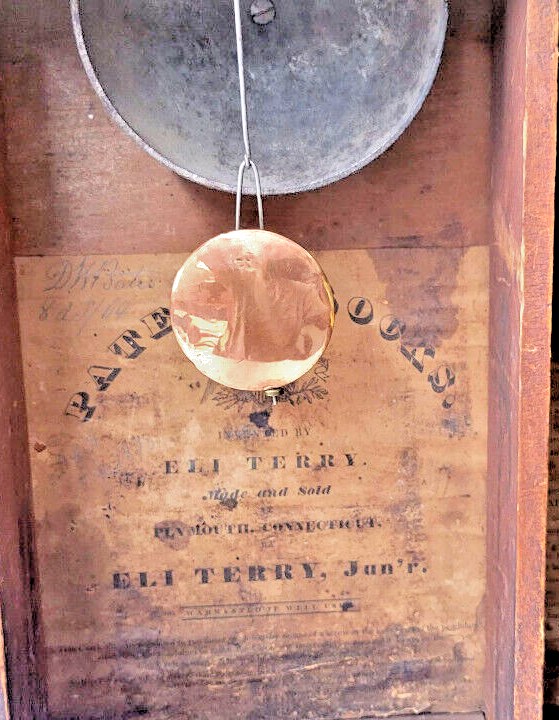 Eli Terry Junior Wood Works Carved Columns & Crest ClockHour Bell