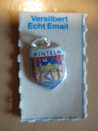 Bettelarmband Anhänger  " RINTELN " Wappen Echt Email Silber ? - Zdjęcie 1 z 1