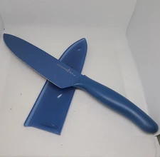 Pampered Chef Blue Coated Chef's Knife with sheath