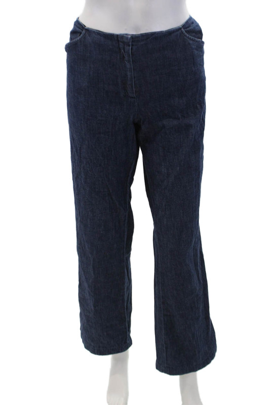 Joseph Womens Zipped Straight Leg Dark Wash Cropped Denim Pants Blue Size L