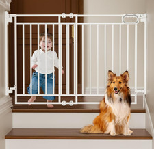 Grownsy 29.8 43.5 Auto-Close Stair Baby Gate No Bottom Bar Hardware