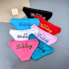 7PCS/set Schoolgirl Panties Week Printed Bikini Underwear Women Cotton Letters