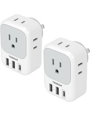 New Zealand Power Adapter 2 Pack, TESSAN PD 20W US to Australia Plug Adapter wit